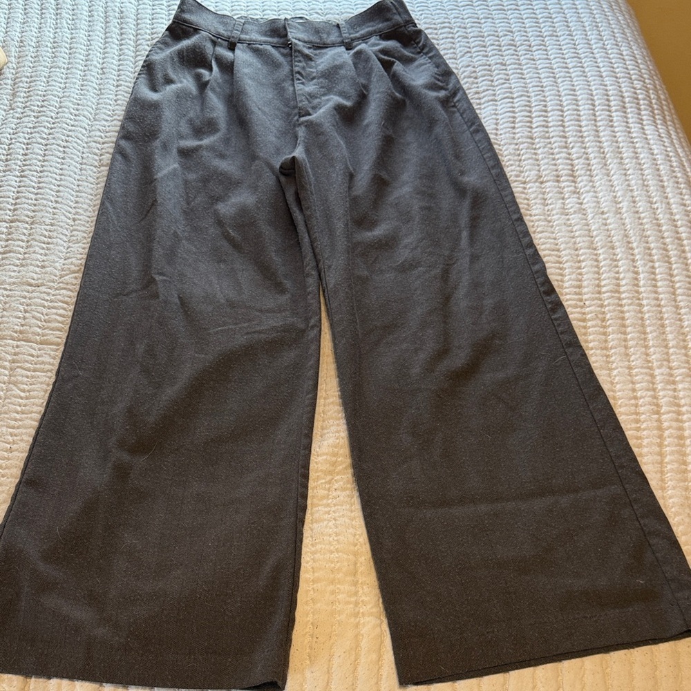 Abercrombie & Fitch Gray Wide-Leg Trousers